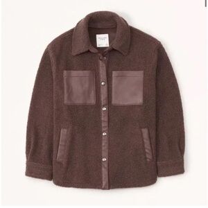 Abercrombie & Fitch Elevated Trim Brown Sherpa Jacket